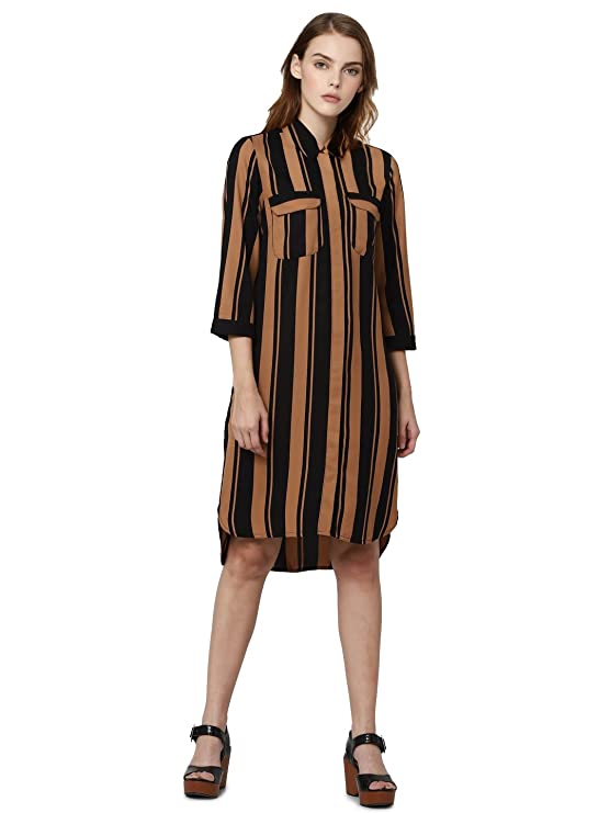 VERO MODA Women's Polyester Shirt Knee-Length Dress