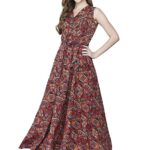 Rudraaksha Women Stylish Crepe Printed Maxi